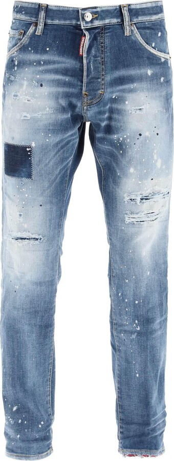 DSQUARED2 Red Peekaboo Wash Cool Guy Cropped Jeans - ShopStyle