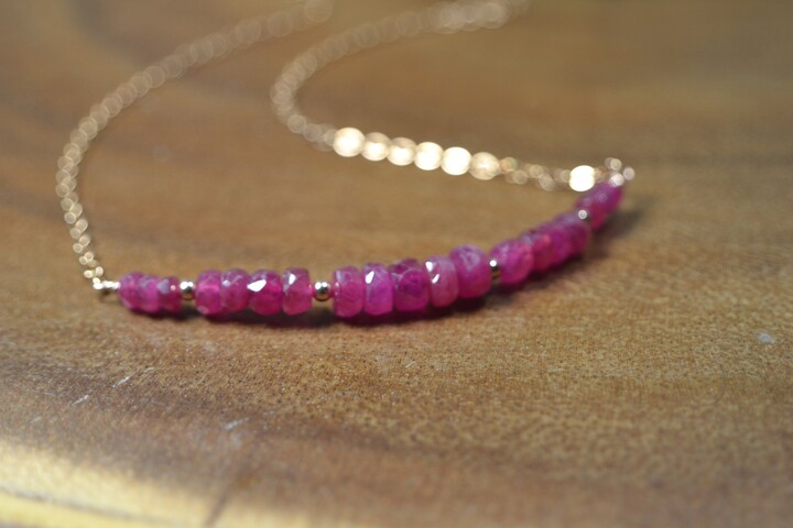 Etsy Natural Burmese Red Ruby Necklace in 14K Rose Gold Fill // July Birthstone 15Th 40Th Anniversary Dainty Valentine's Day