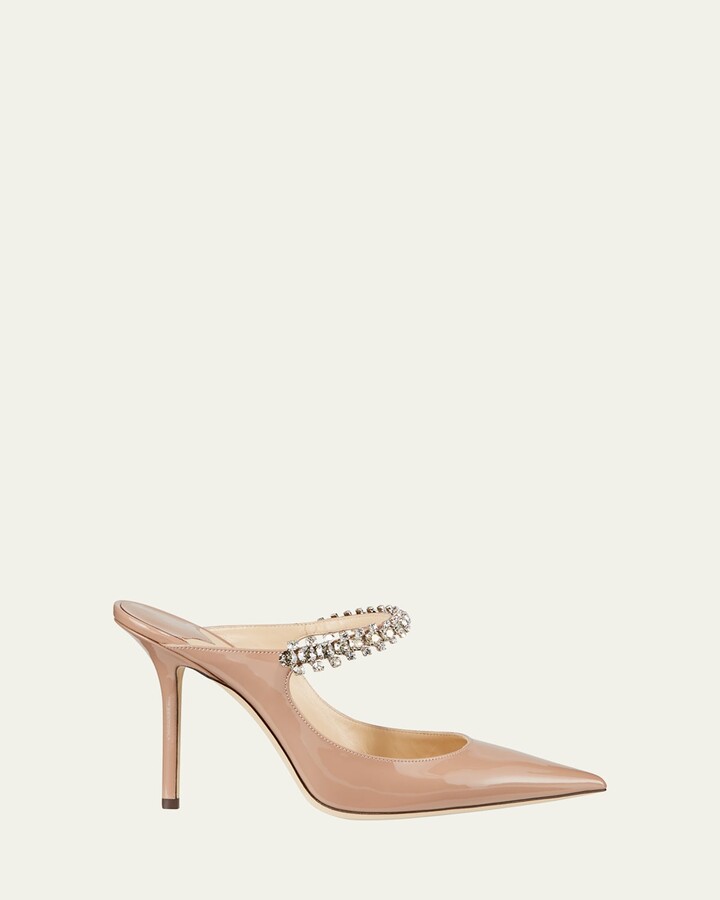 Jimmy Choo Bing Patent Crystal-Strap High-Heel Pumps