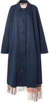 Thumbnail for your product : Vetements Oversized Reversible Gabardine And Tartan Wool Trench Coat - Navy