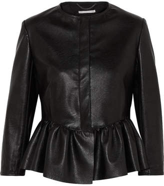 Stella McCartney Cropped Faux Textured-leather Peplum Jacket - Black