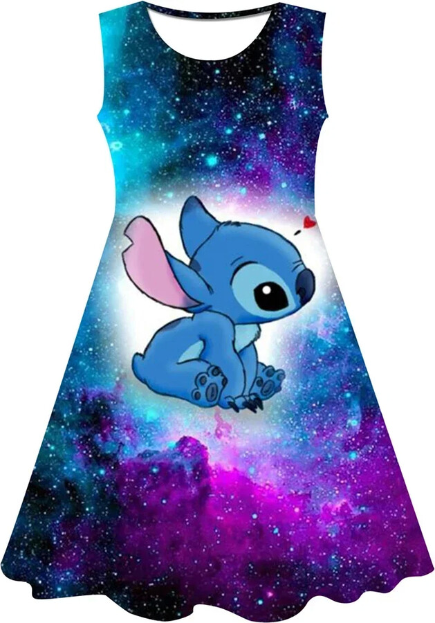 2024 Kids Clothes Girls Stitch Dress Movie Lilo & Stitch Dress Cute Cartoon Stitch Party Dresses Bow Dress Christmas Halloween