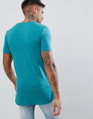 ASOS Design DESIGN longline muscle fit t-shirt with stretch and bound curved hem