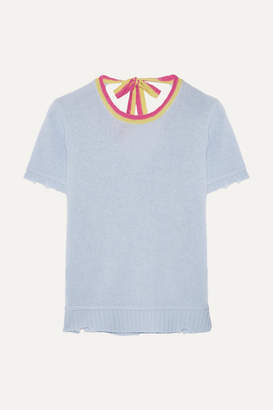 Prada Distressed Wool And Cashmere-blend Sweater - Sky blue