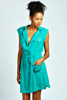 Thumbnail for your product : boohoo Sam Woven Open Collar Pocket Dress