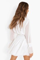 Thumbnail for your product : boohoo Dobby High Neck Shirred Mini Dress