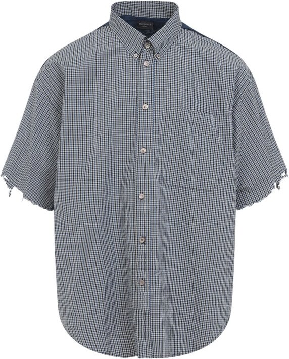 Balenciaga Max Mara Checkered Short-Sleeve Shirt