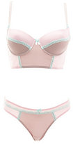 Thumbnail for your product : Charlotte Russe Lace-Trim Long Line Bra & Thong Set