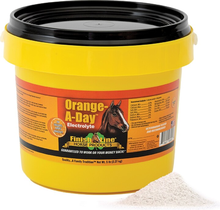 Finish Line Orange-A-Day Electrolyte Powder Orange Flavor Horse Supplement, 5-lb tub