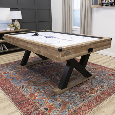 Kirkwood American Legend 84" Air Hockey Table with Rustic Wood Finish and Digital Scoreboard