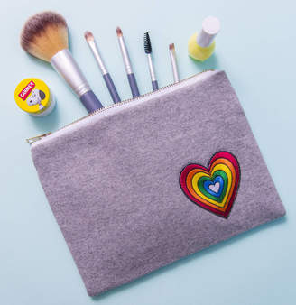 Gemima London Rainbow Heart Badge Personalised Make Up Zip Bag