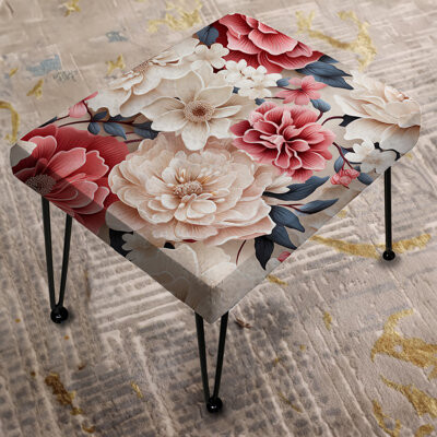 Design Art Pink And White Romantic Lace Whispers Flowers IV - Floral Rectangle Ottoman