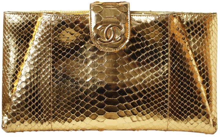 chanel gold python bag