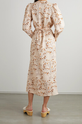 Mother of Pearl + Net Sustain Athena Faux Pearl-embellished Floral-print Tencel Lyocell-twill Midi Dress - Ivory