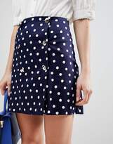 Thumbnail for your product : ASOS DESIGN double breasted mini skirt in spot
