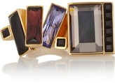 Thumbnail for your product : Etro Gold-plated Swarovski crystal two-finger ring