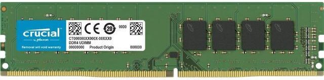 Crucial 16GB 2666 MT/S 288-Pin DDR4 SDRAM UDIMM (PC4-21300) Memory Module, CL19, Unbuffered, Dual Ranked x8, Non-ECC, 1.2V