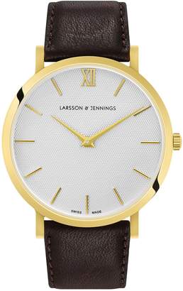 Larsson & Jennings Unisex-Adult Analogue Classic Quartz Watch with Leather Strap LGN40-LBRN-CT-Q-P-GW-O
