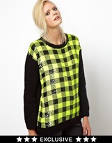 Thumbnail for your product : Ashish Exclusive to ASOS Mohair Sweater with Check Sequin Front