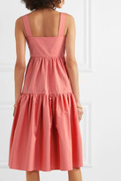 Thumbnail for your product : Three Graces London Cosette Tiered Cotton-poplin Midi Dress - Pink