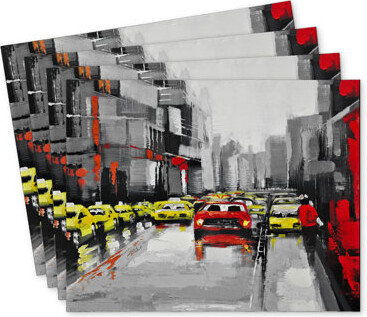 East Urban Home Abstract Rainy Day Traffic Polyester Eiver Set of 4