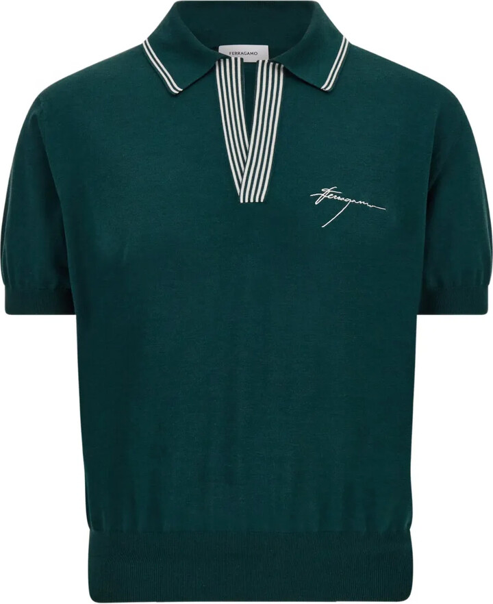 Ferragamo striped-collar T-shirt