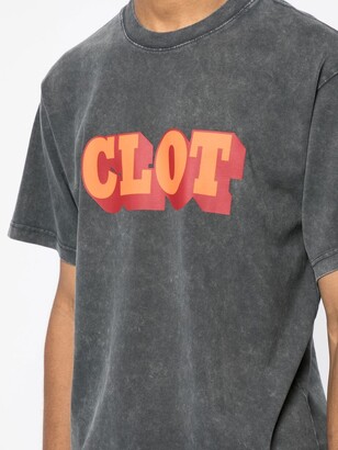Clot logo-print acid wash T-shirt