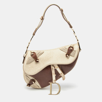 Christian Dior Beige/Brown Leather and Fabric Limited Edition Saddle Bag -  ShopStyle