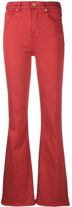 red flare jeans