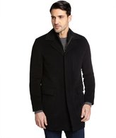 Thumbnail for your product : Cole Haan black wool ribbed knit bib cash jacket