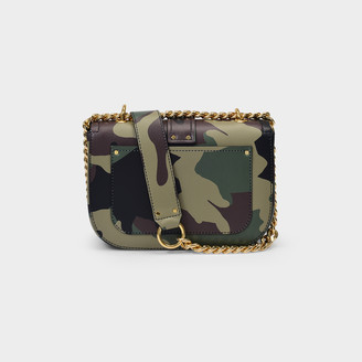 Moschino Shoulder Bag In Khaki Printed Leather