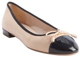 Thumbnail for your product : Prada powder and black cap toe bow detail ballet flats