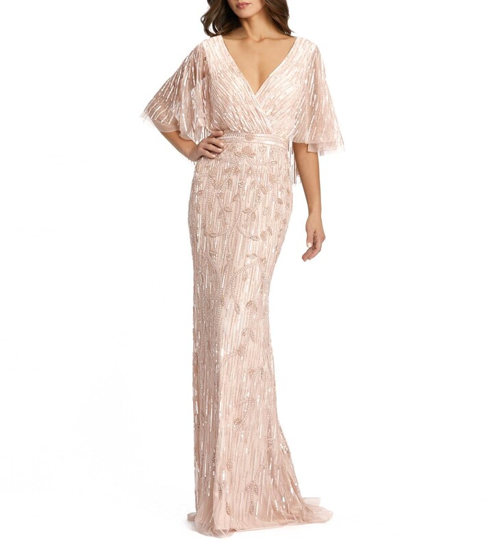 Mac Duggal Cape Sleeve Column Gown ShopStyle Evening Dresses