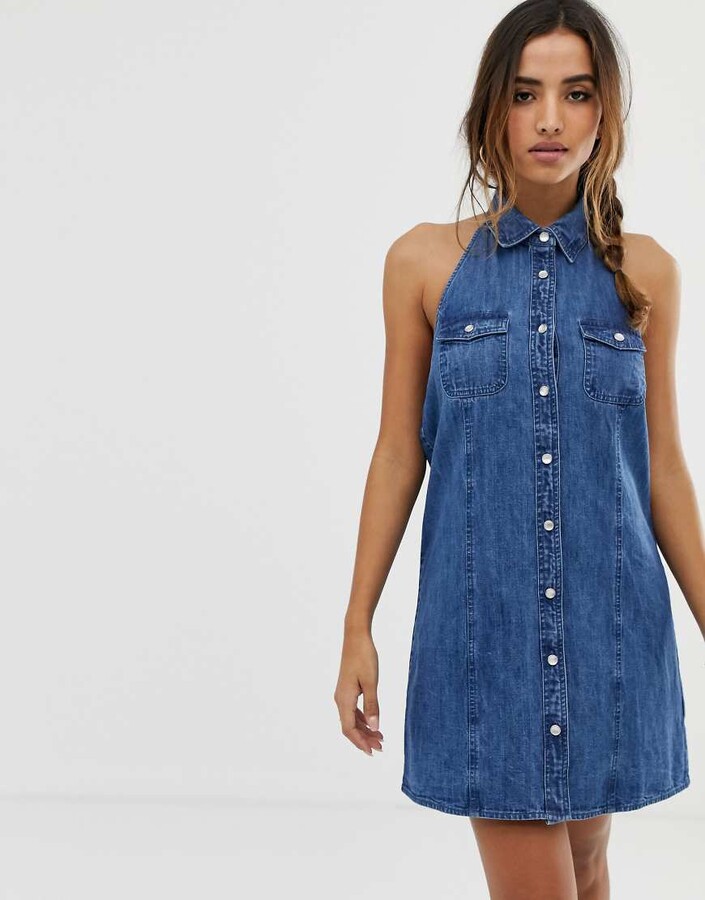 denim shirt dress sleeveless