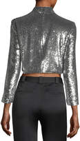 Thumbnail for your product : Keegan Mock-Neck Long-Sleeve Sequined Crop Top