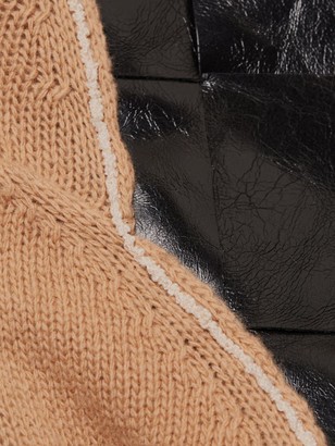 Bottega Veneta Brushed Wool & Basketwoven Leather Sweater