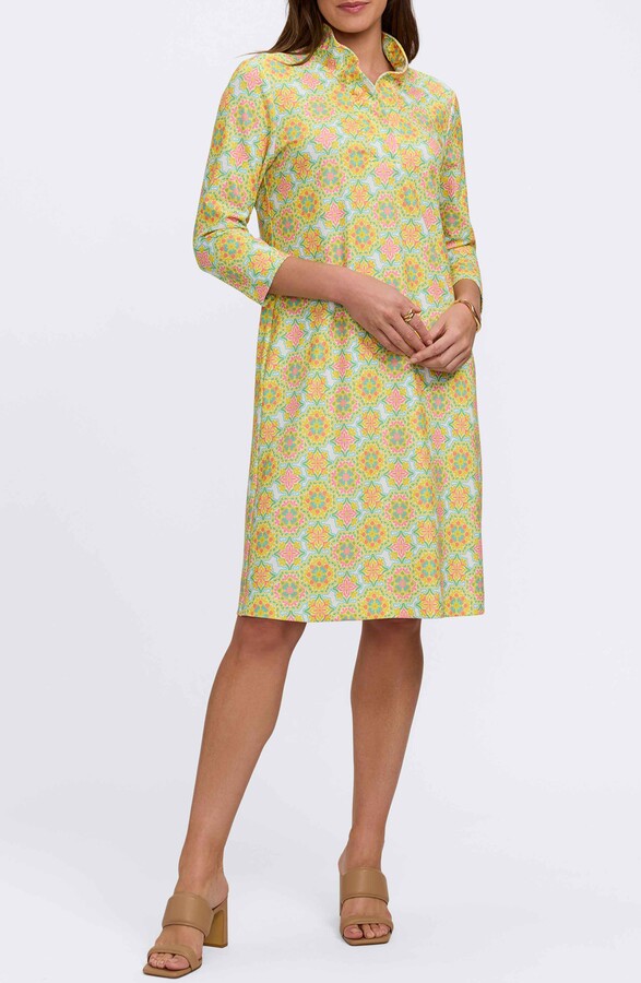 Foxcroft Tammy Tile Print Collared Dress