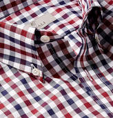 Thumbnail for your product : Canali Button-Down Collar Gingham Checked Cotton-Poplin Shirt