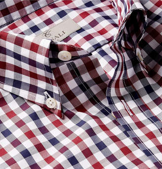 Canali Button-Down Collar Gingham Checked Cotton-Poplin Shirt