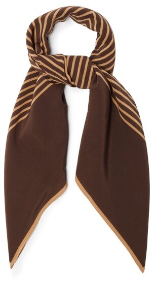 Totême Monogram-print Silk Scarf - Brown Multi - ShopStyle Scarves & Wraps