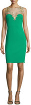 Thumbnail for your product : Marchesa Sleeveless Embroidered Sweetheart Sheath Dress, Emerald
