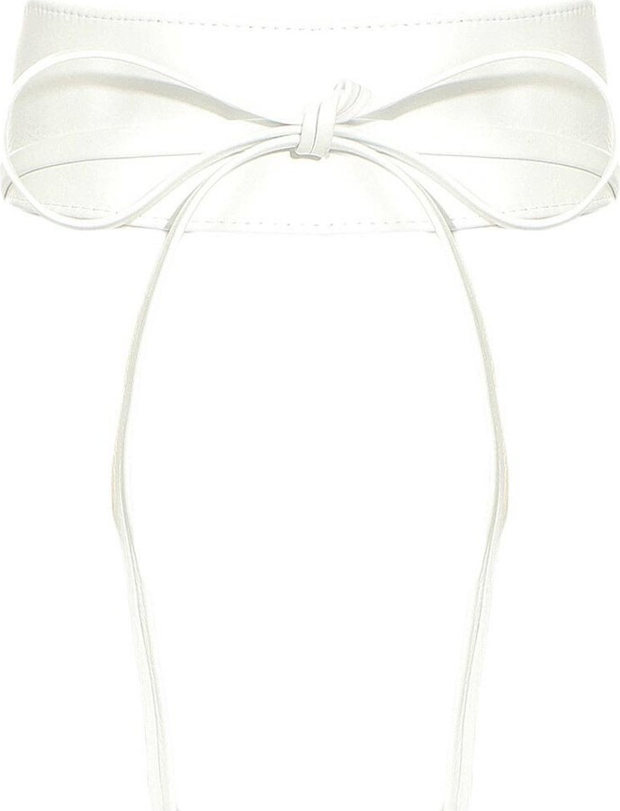 malito more than fashion malito Women Waist Belt Genuine Leather Self Knot Tie Wrap G100 (white