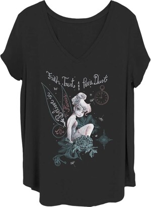 Disney Women's Tinkerbell Tink in Fairy Land Junior's Plus Short Sleeve Tee Shirt