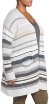 Thumbnail for your product : Caslon Stripe Open Front Cardigan (Plus Size)