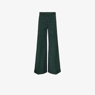 pinstripe flared trousers