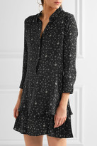 Thumbnail for your product : Equipment Natalia Tiered Printed Washed-silk Mini Dress - Black