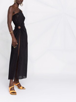 Oseree Black Asymmetric Maxi Dress