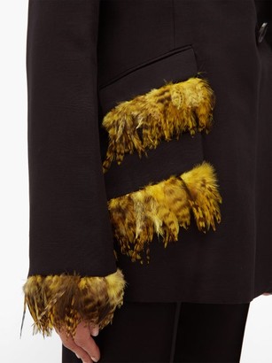 Wales Bonner Double-breasted Feather-trimmed Jacket - Black