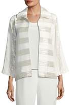 Thumbnail for your product : Caroline Rose Metallic Striped Ruched-Collar Jacket