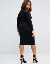 Thumbnail for your product : ASOS Curve CURVE High Neck Bodycon Midi Dress With Mesh And Strapping